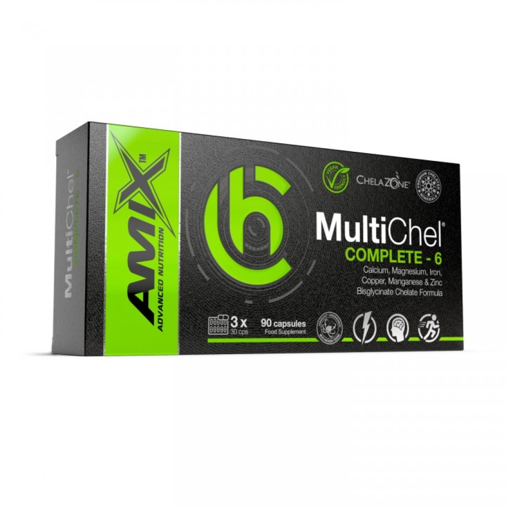 Мультимінеральний комплекс, Amix MultiChel Complete 6 Bisglycinate Chelate, 90 вегетаріанських капсул