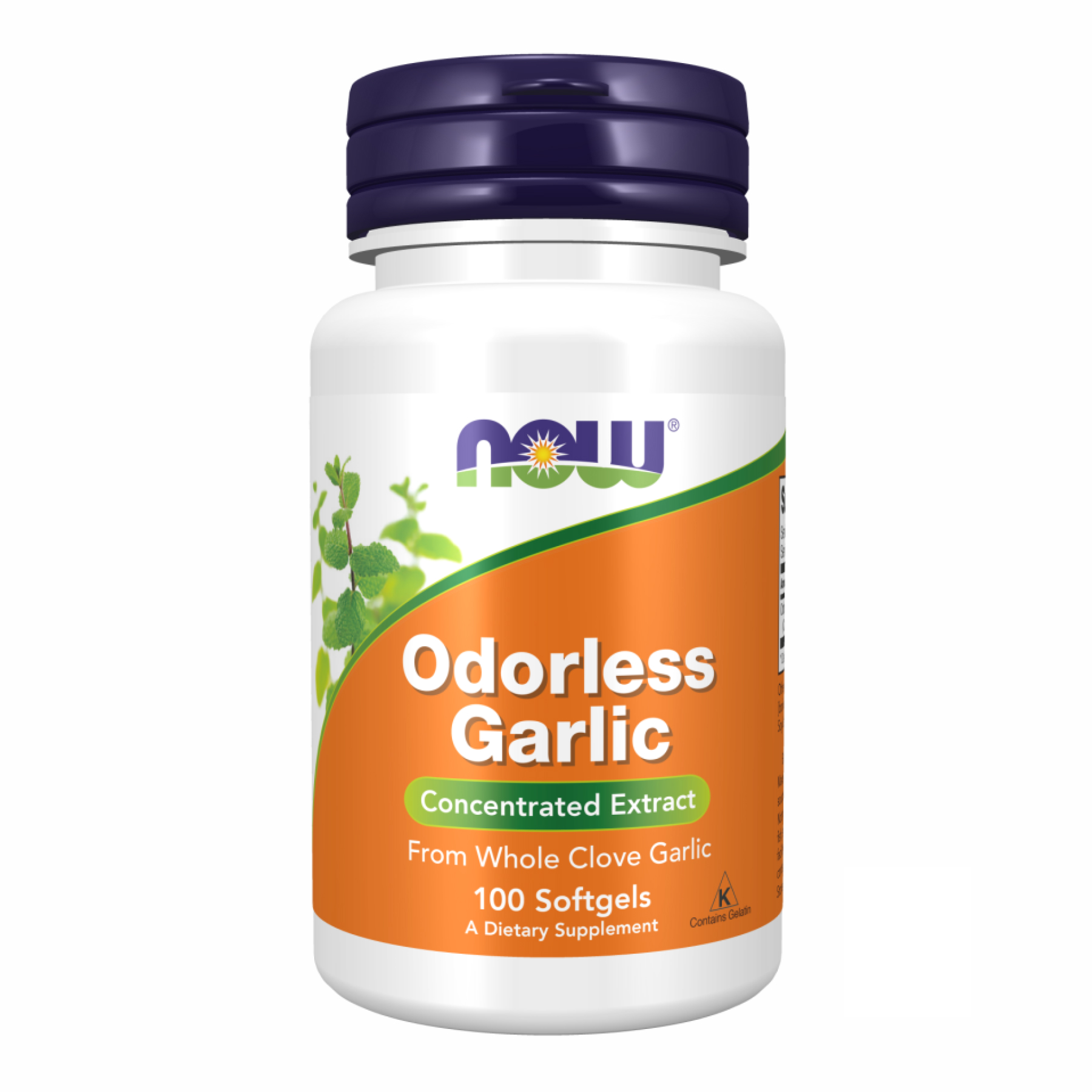 Часник, Odorless Garlic, Now Foods, без запаху, концентрований екстракт, 100 м'яких капсул (25 мг в м'якій капсулі)