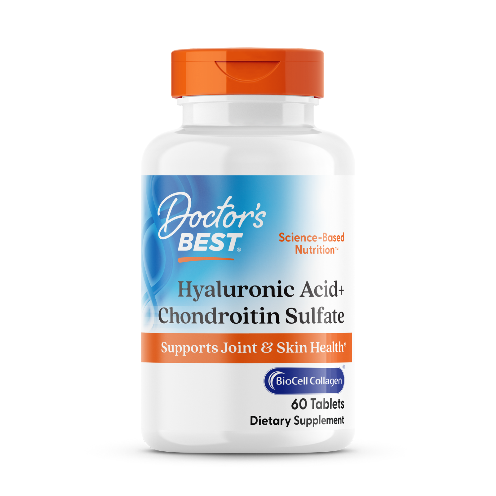 Гиалуроновая кислота с хондроитином и коллагеном, Doctor's Best Hyaluronic Acid Chondroitin Sulfate with BioCell Collagen, 60 таблеток