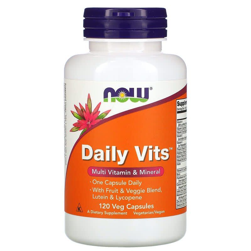 Мультивітаміни та мінерали, Now Foods Daily Vits, 120 вегетаріанських капсул