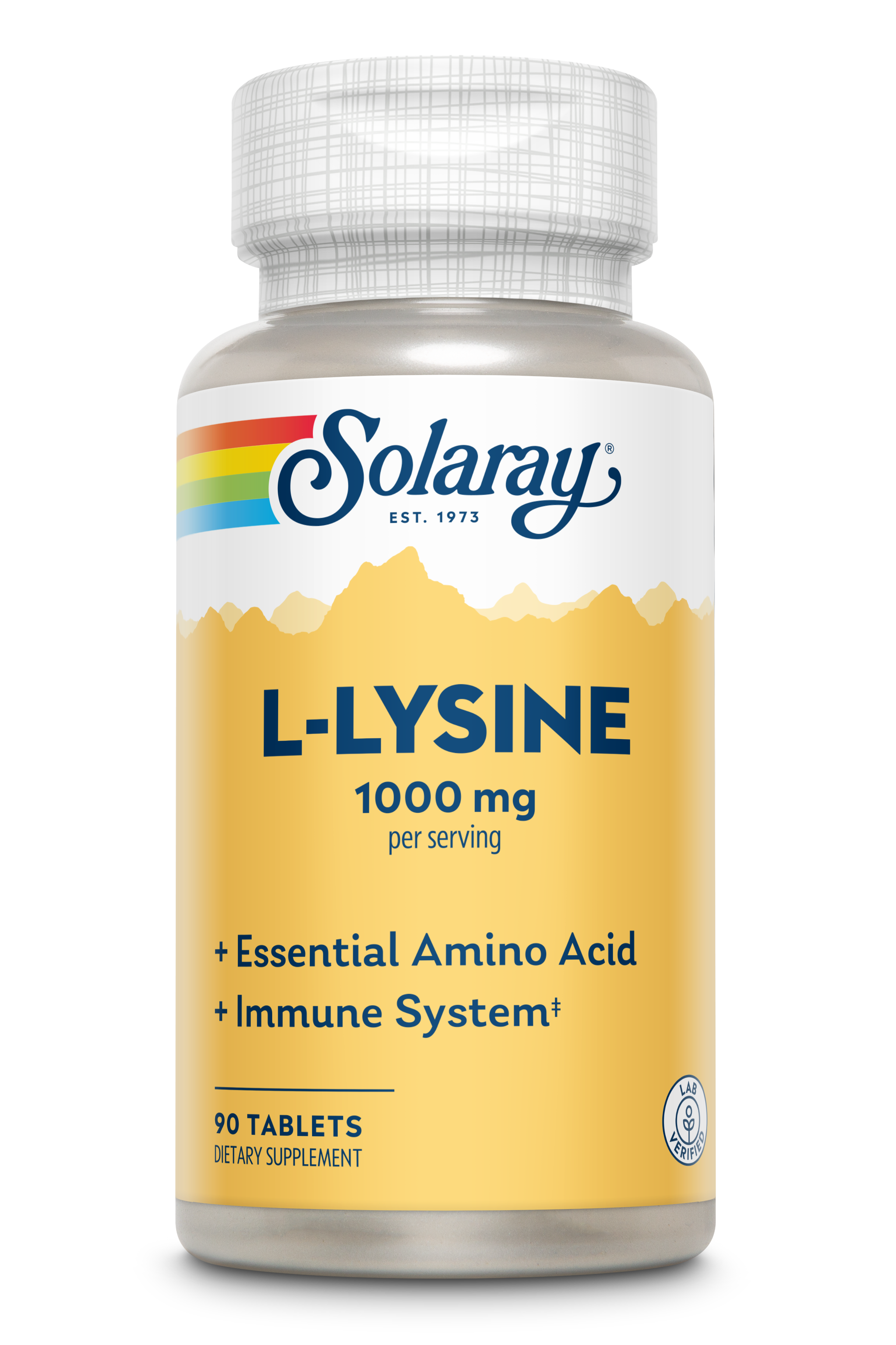 L-лізин, Solaray L-Lysine Free Form, 1000 мг, 90 таблеток
