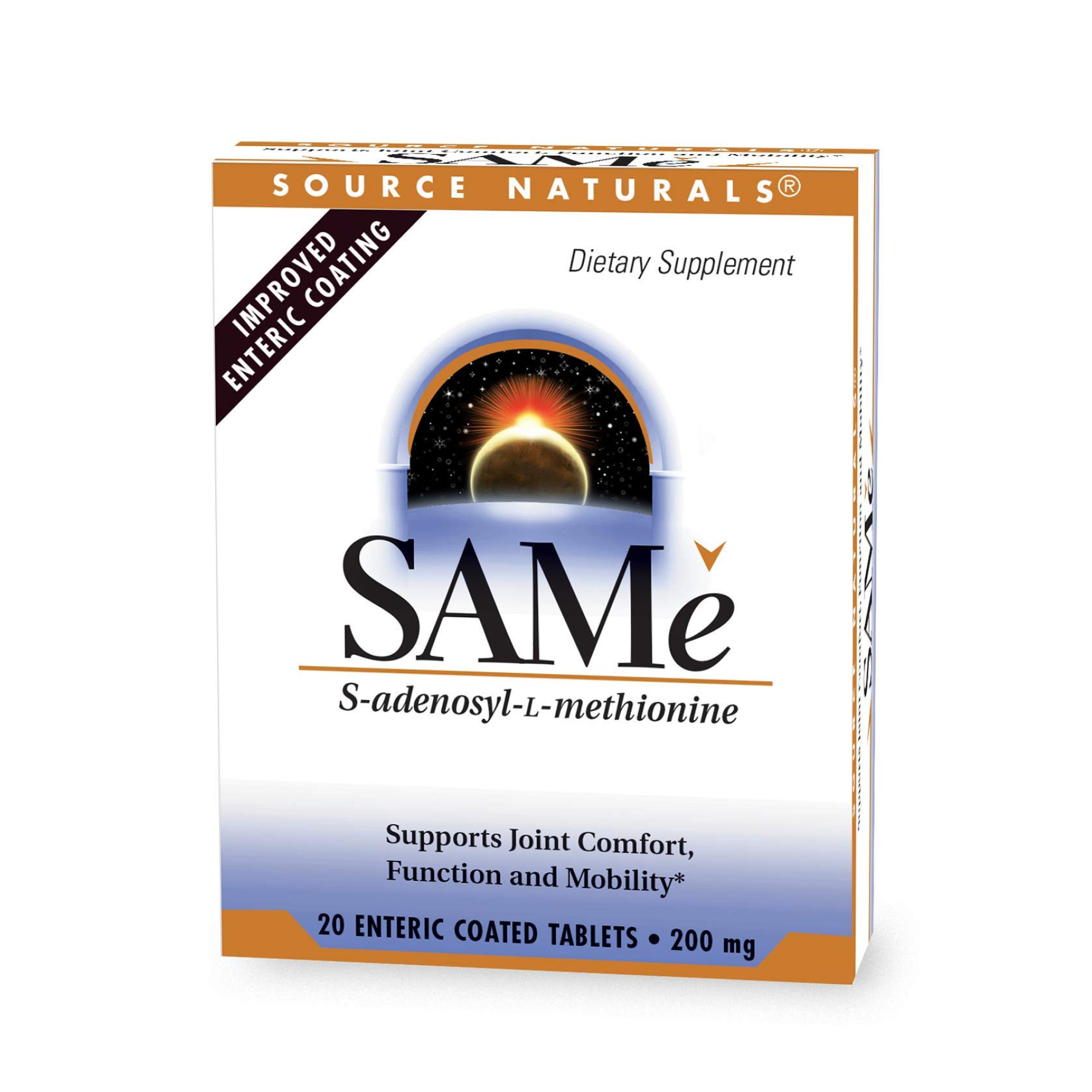 SAMe для підтримки суглобів та настрою, Source Naturals SAMe Enteric Coated, 200 мг, 20 таблеток