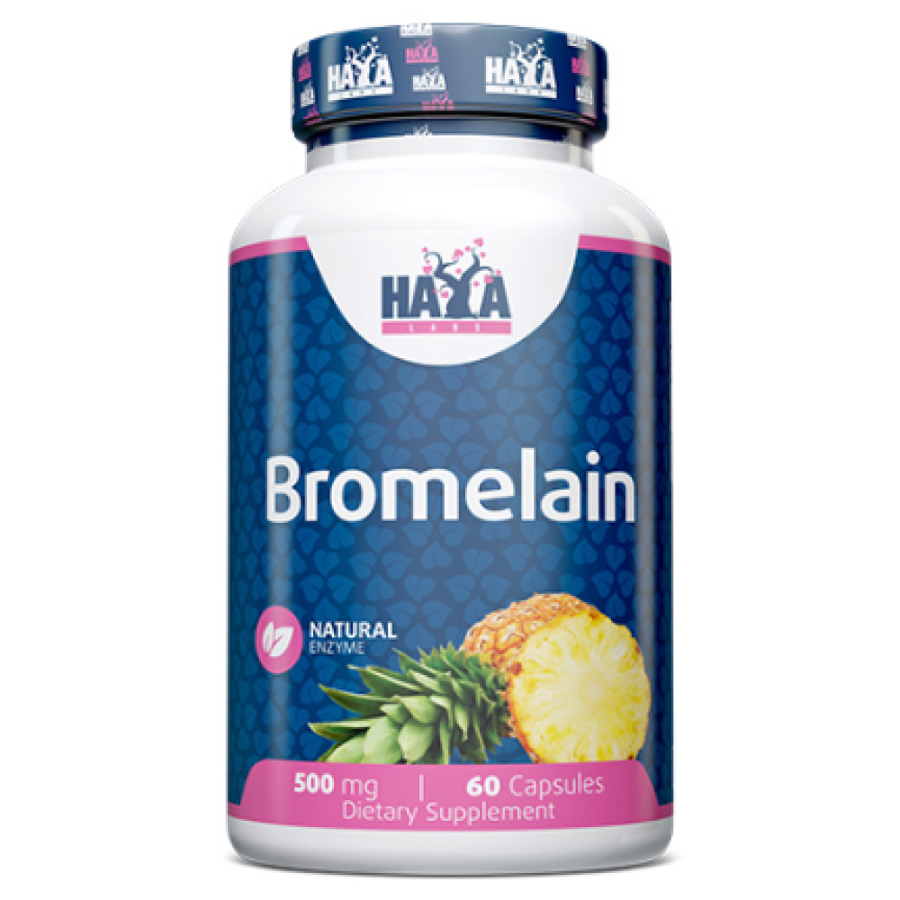 Бромелайн, Haya Labs Bromelain, 500 мг, 60 капсул