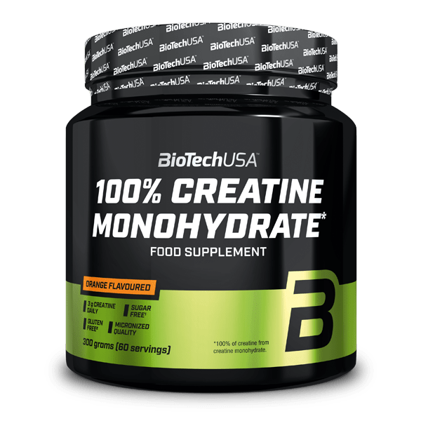 BioTech 100% Creatine Monohydrate (300 g, orange)
