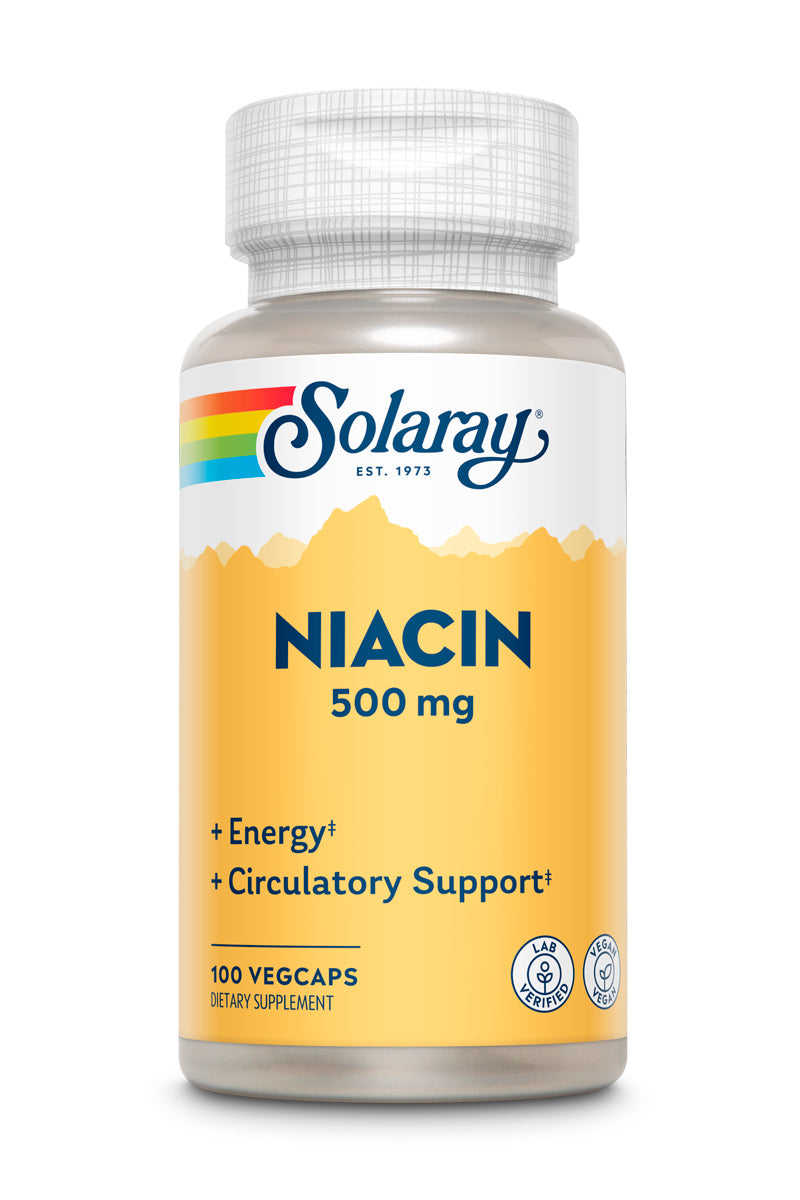 Ніацин (вітамін B3), Solaray Niacin, 500 мг, 100 вегетаріанських капсул