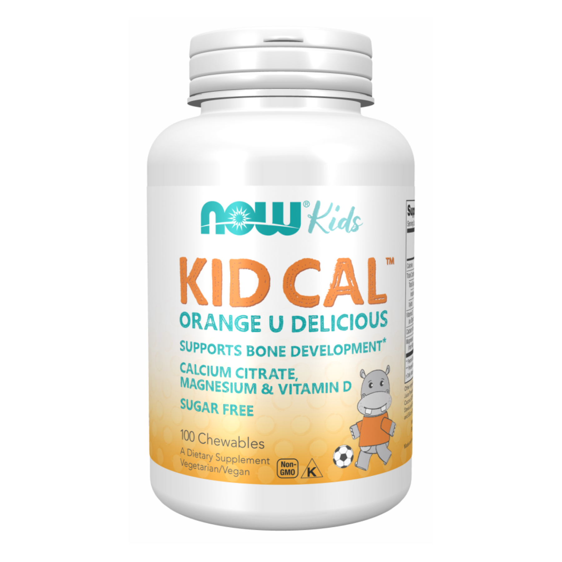 Кальцій, магній та вітамін D для дітей, Now Foods Kid Cal, 100 жувальних таблеток (Апельсин)