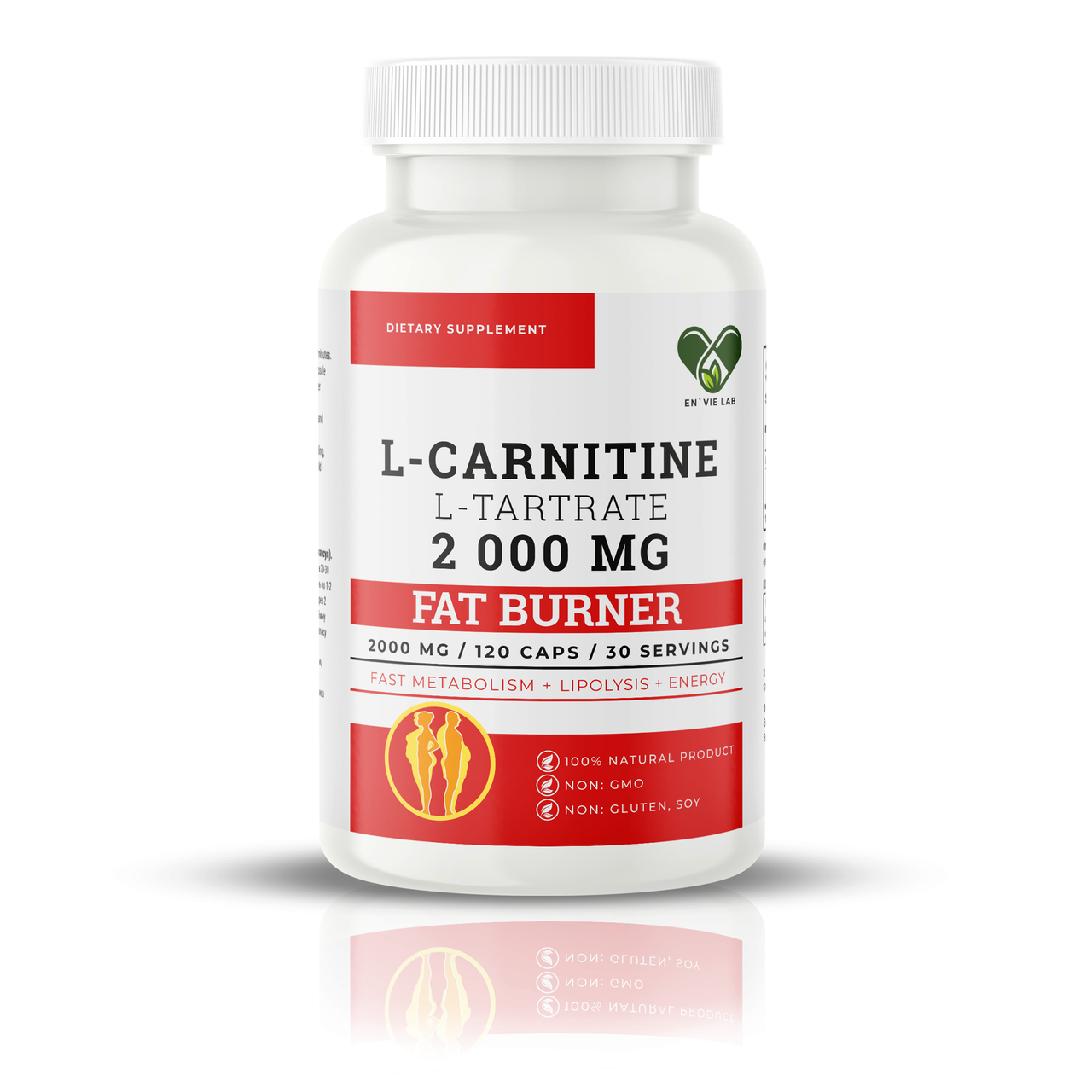 L-карнітин тартрат для схуднення, EN`VIE LAB L-Carnitine Tartrate, 2000 мг, 120 капсул
