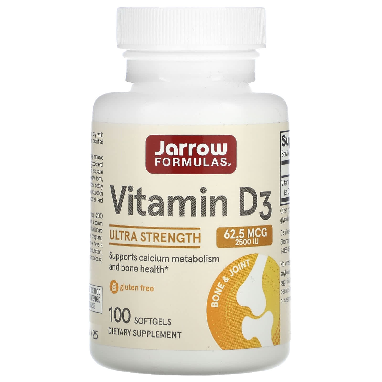 Вітамін D3, Vitamin D3, Jarrow Formulas, 2500 МО, 100 гелевих капсул