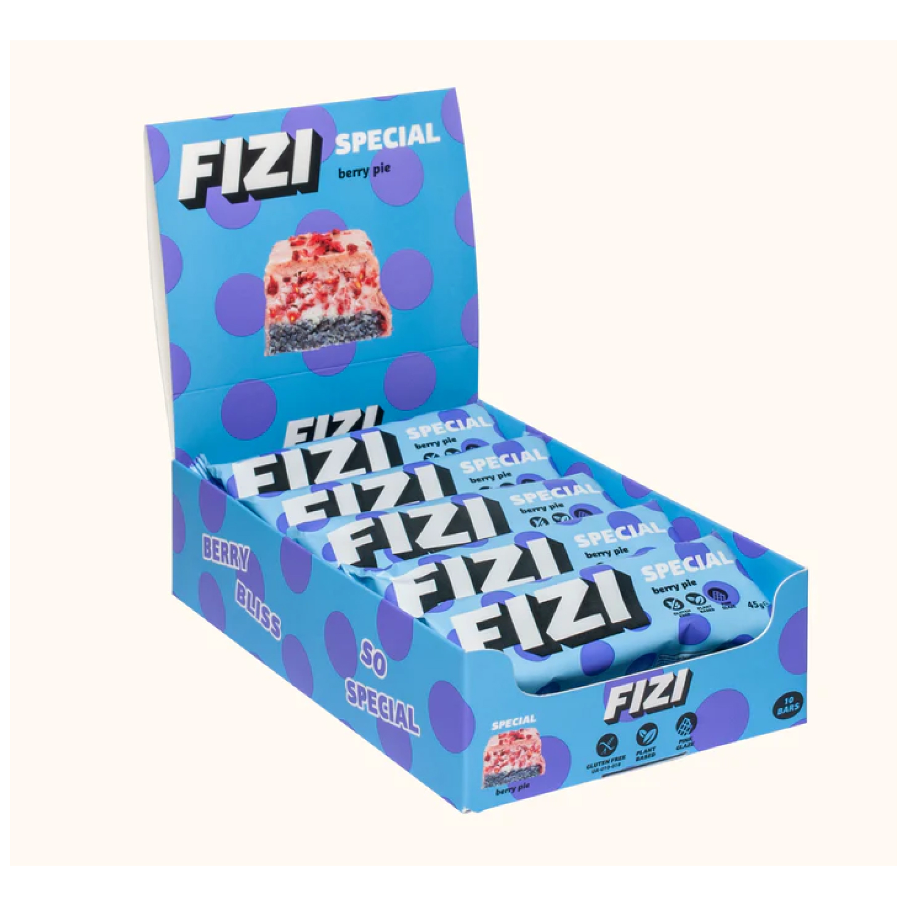 Енергетичний батончик, Fizi Box 10 шт. по 45 г. (Ягідний пиріг)