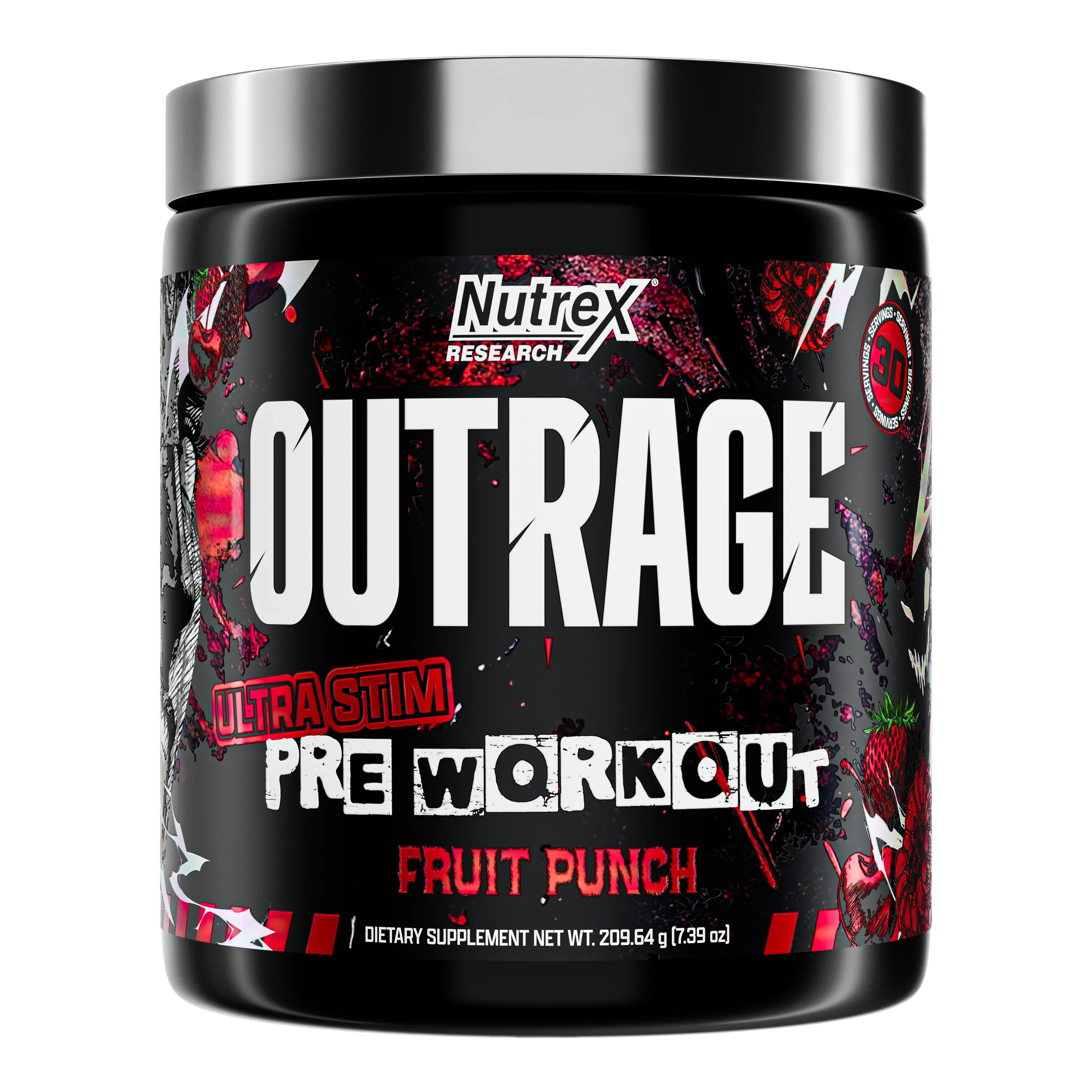 Outrage High‑Stim Pre‑Workout - 30 servings Fruit Punch