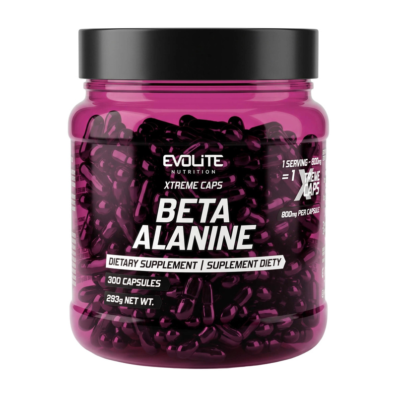 Бета-аланін, Evolite Nutrition Beta Alanine Xtreme, 800 мг, 300 капсул