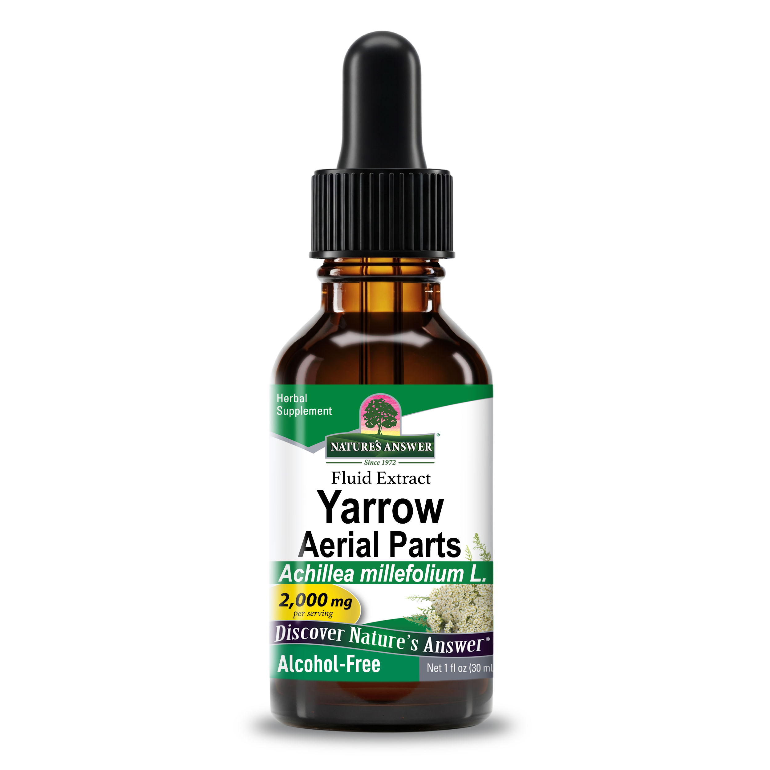 Екстракт деревію без спирту, Nature's Answer Yarrow Aerial Parts, 2000 мг, 30 мл
