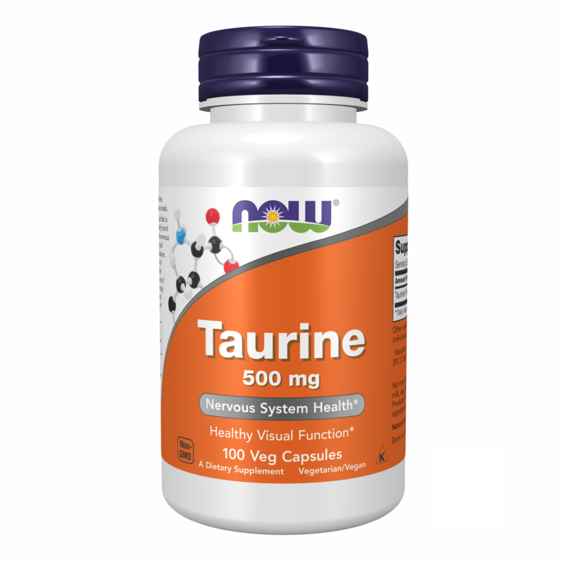 Таурин, Now Foods Taurine, 500 мг, 100 вегетаріанських капсул