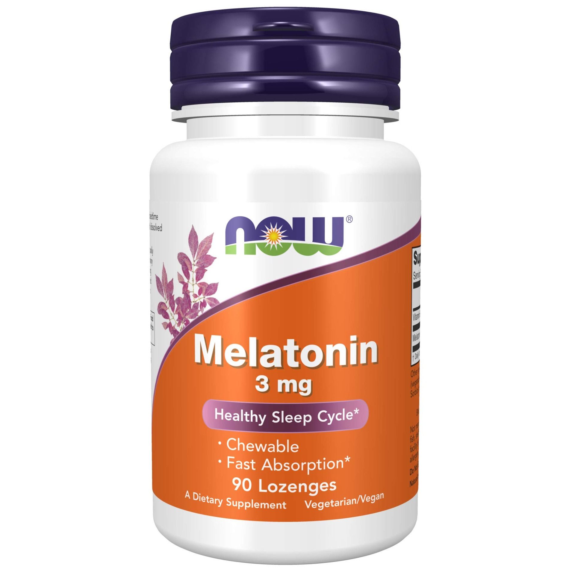 Мелатонін, Now Foods Melatonin, 3 мг, 90 пастилок
