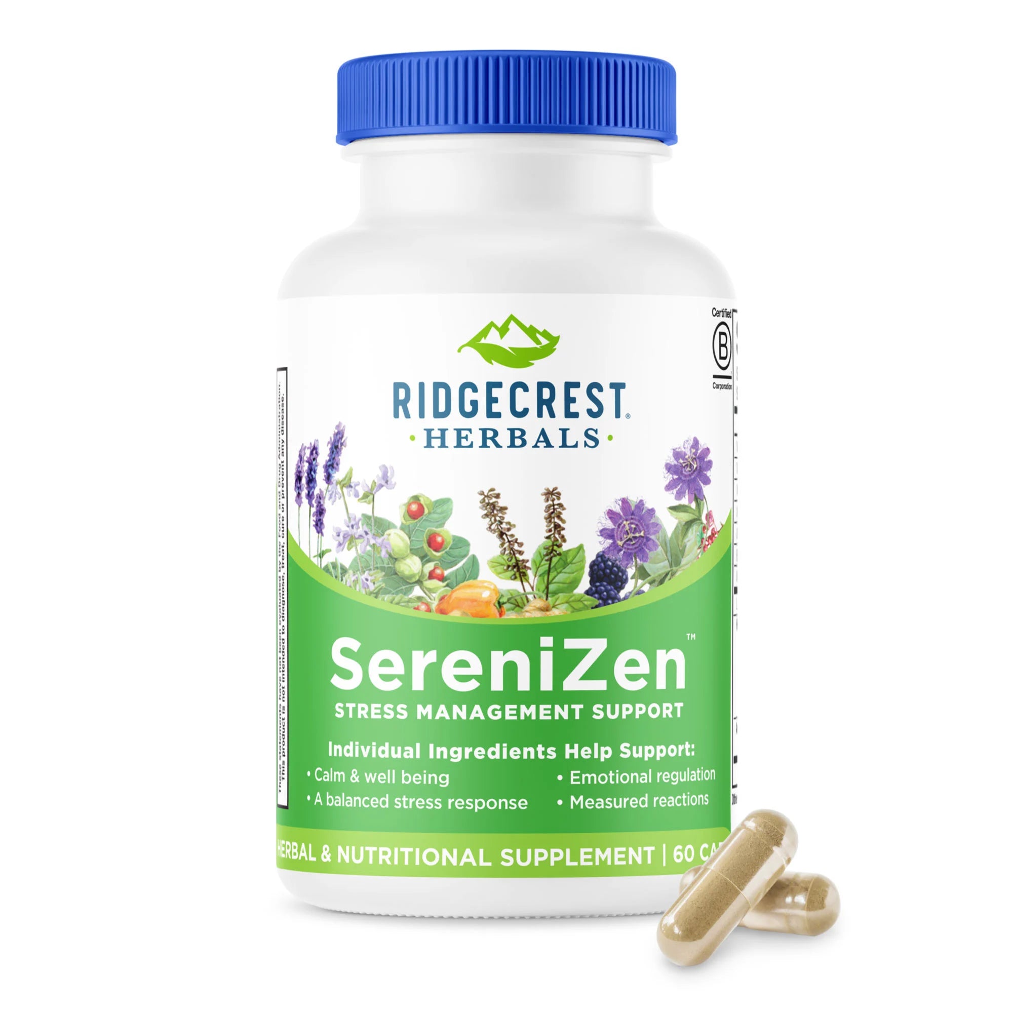 Комплекс для зниження стресу, Ridgecrest Herbals Anxiety Free, 60 м'яких капсул
