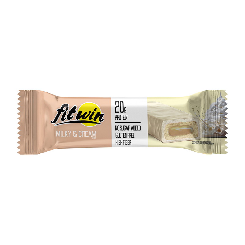 Протеїновий батончик, FitWin Bar No Sugar Added, 60 г (Молоко та вершки)
