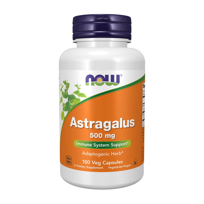 Екстракт астрагалу, Now Foods Astragalus, 500 мг, 100 вегетаріанських капсул