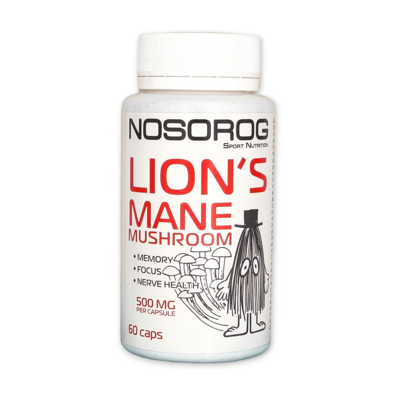 Їжовик гребінчастий для підтримки мозкової діяльності, NOSOROG Lion's Mane Mushroom, 500 мг, 60 капсул