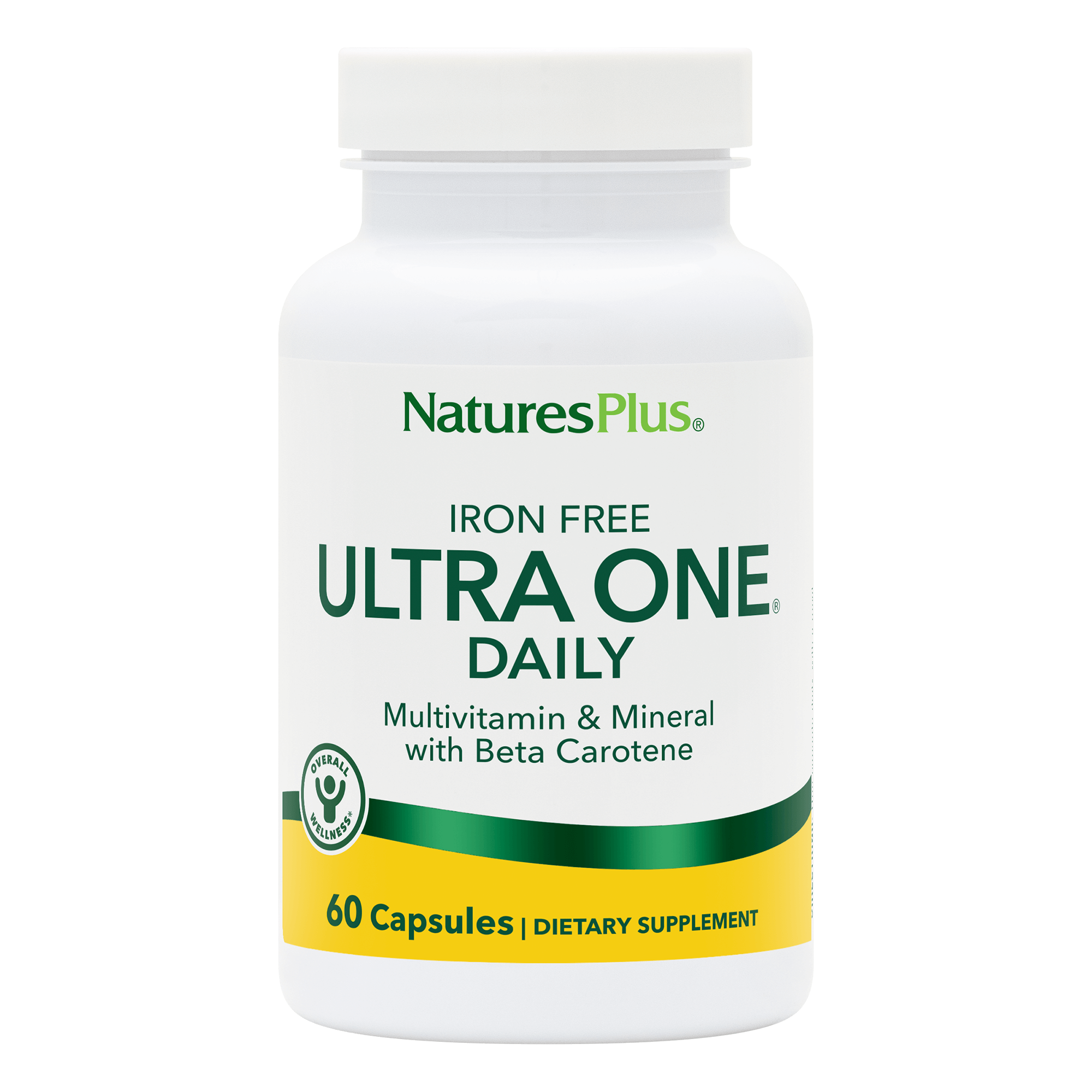 Мультивітаміни без заліза, Natures Plus Ultra One, 60 вегетаріанських капсул
