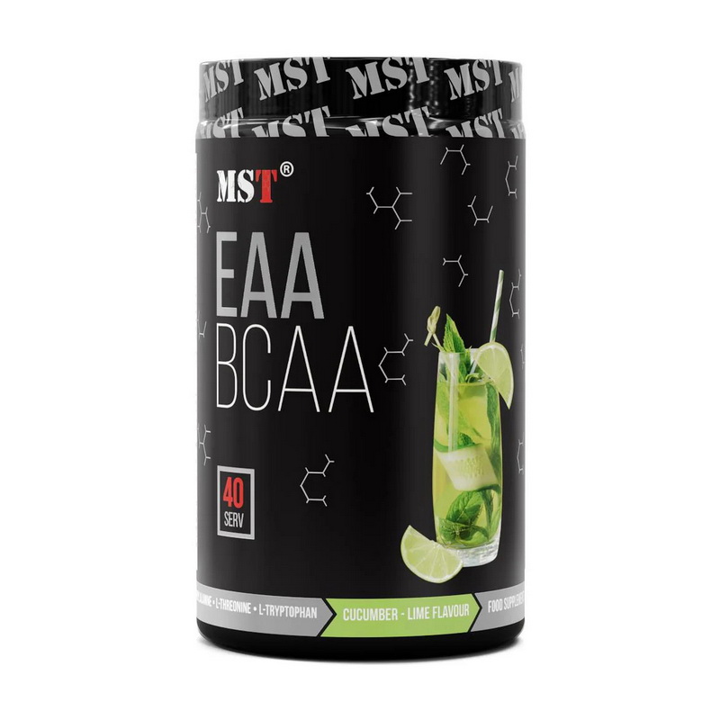 Амінокислотний комплекс BCAA та EAA, MST BCAA&EAA zero, 520 г (Огірок-лайм)