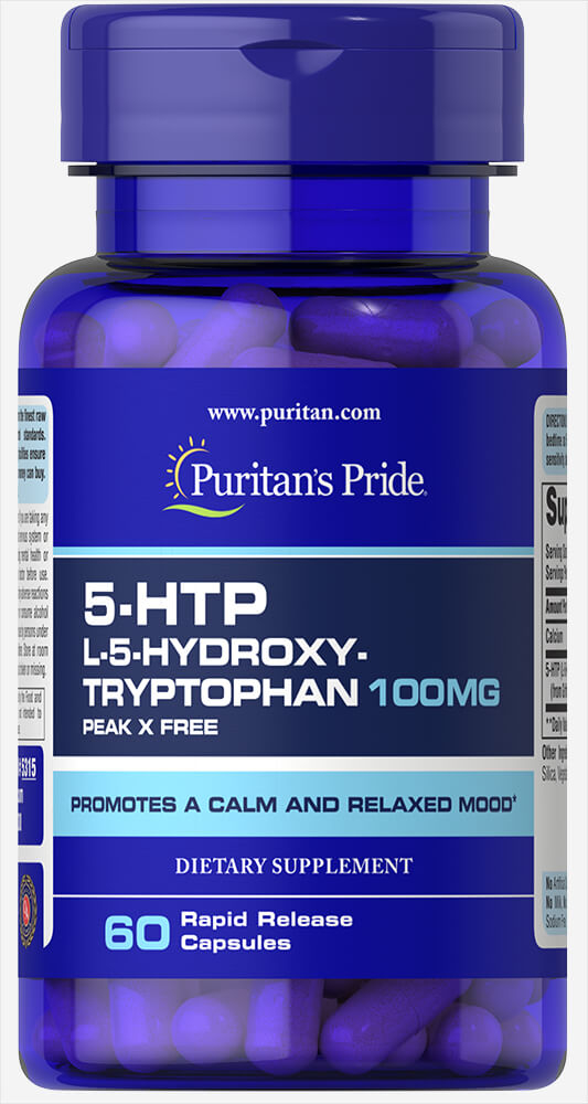 5-гідрокситриптофан (5-HTP), Puritan's Pride 5-HTP, 100 мг, 60 капсул