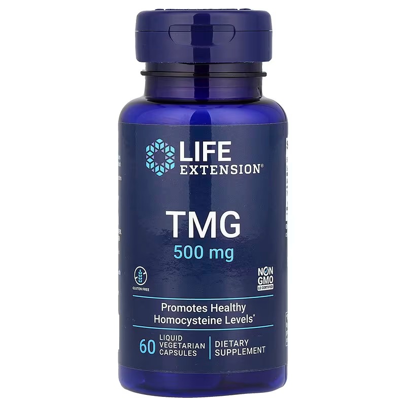 Триметилгліцин (TMG), Life Extension TMG, 500 мг, 60 вегетаріанських капсул