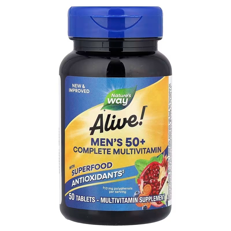 Мультивітаміни для чоловіків 50+, Nature's Way Alive! Men's 50+ Complete Multivitamin, 50 таблеток