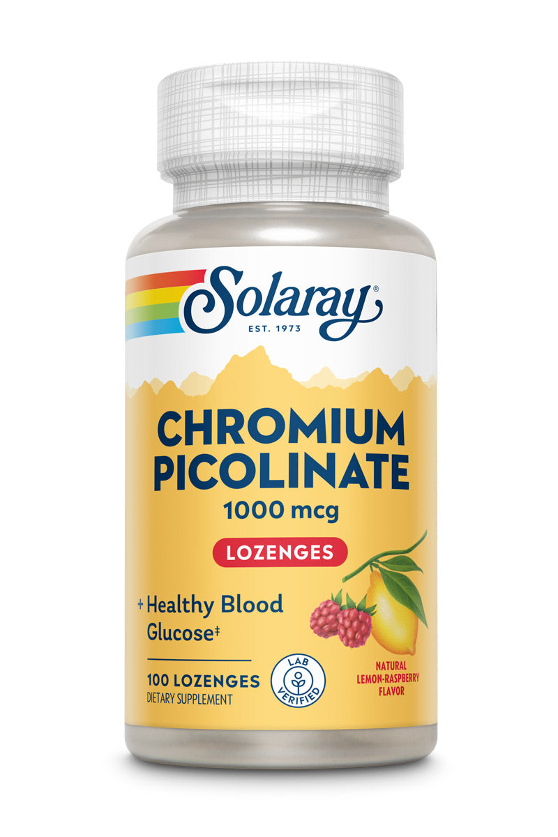 Піколінат хрому, Solaray Chromium Picolinate, 1000 мкг, 100 пастилок (Лимон-малина)