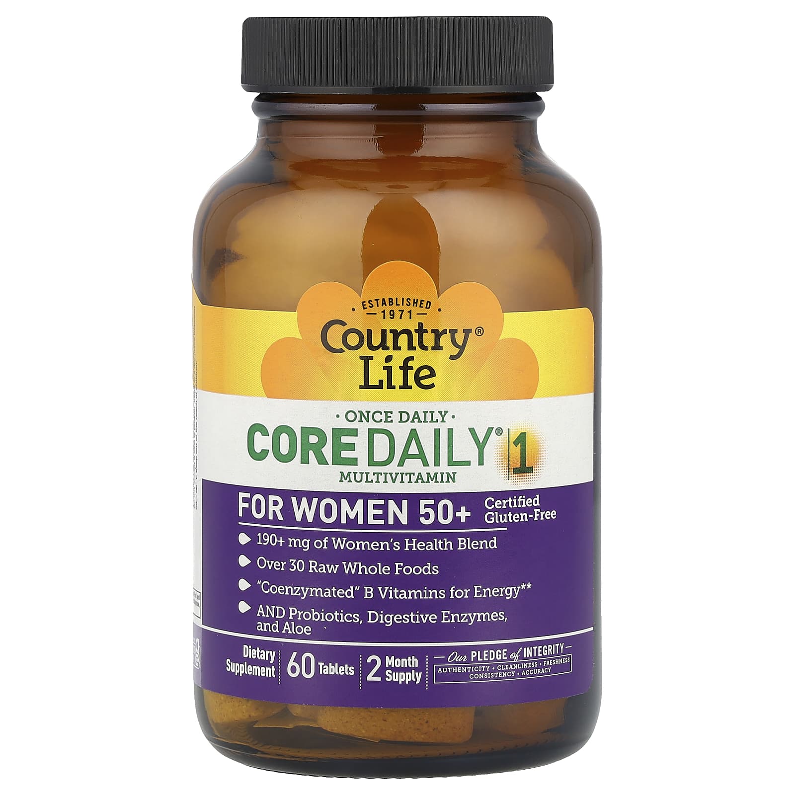 Мультивітаміни для жінок 50+, Country Life Core Daily-1 Multivitamin for Women 50+, 60 таблеток