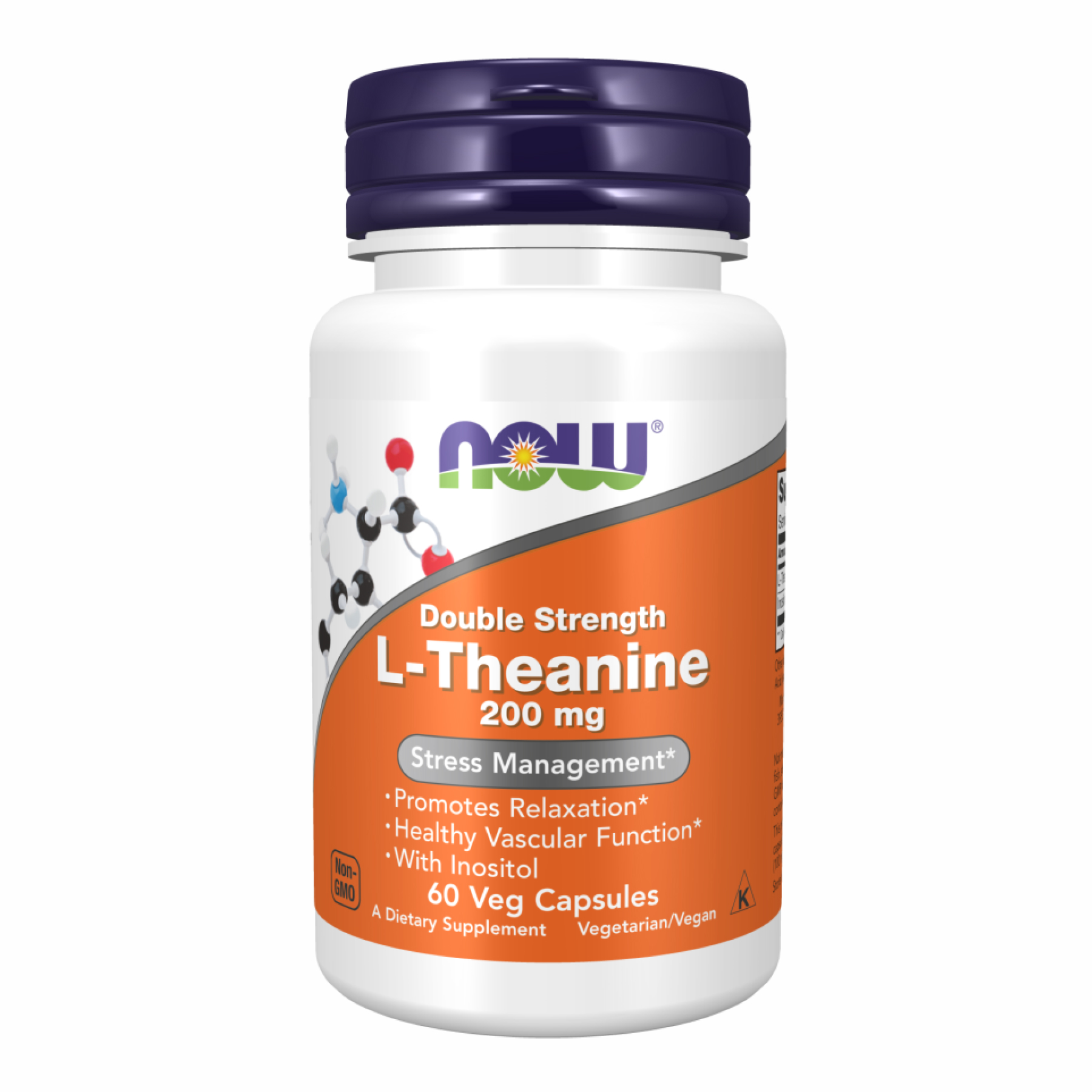 L-Теанін, Now Foods L-Theanine Double Strength, 200 мг, 60 вегетаріанських капсул
