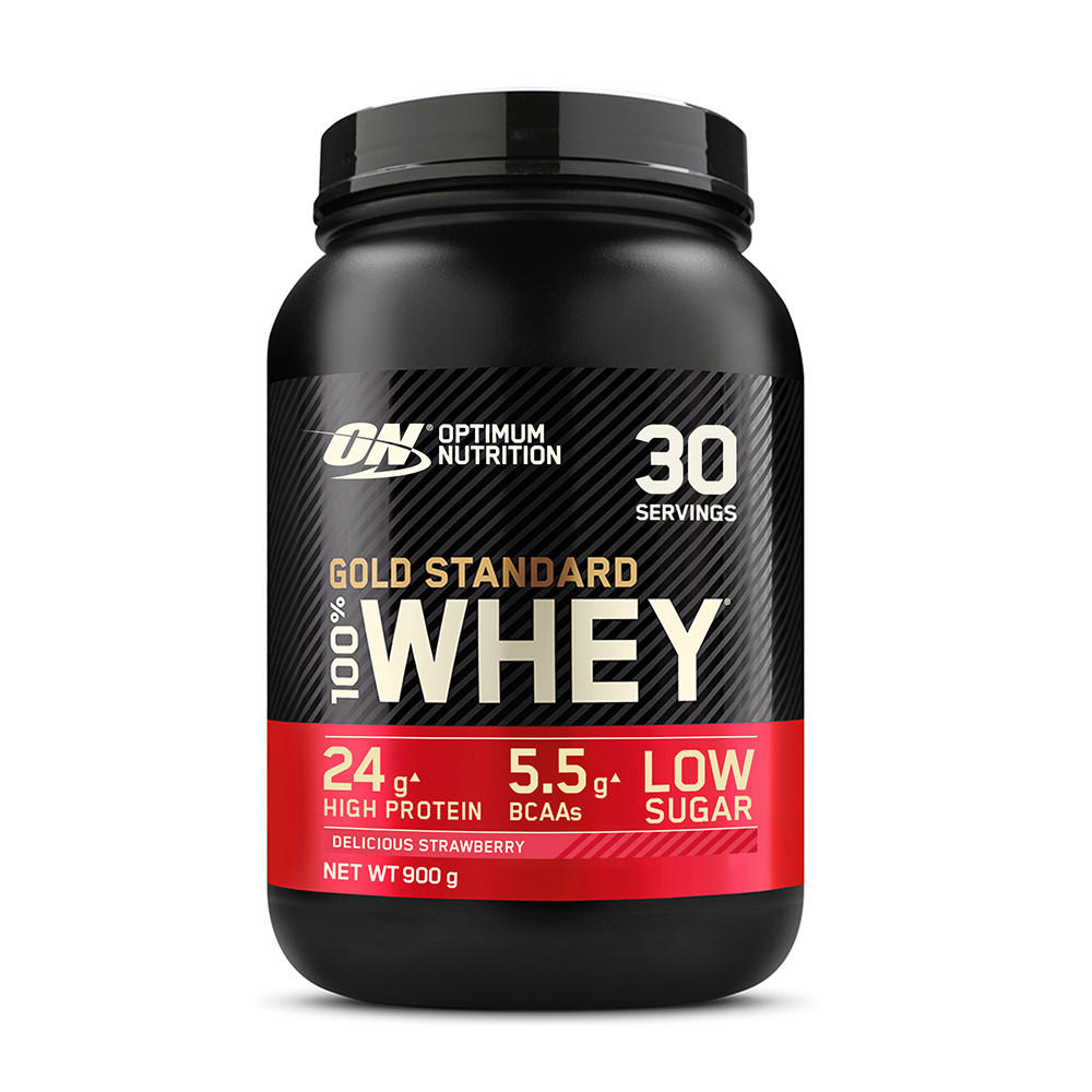 Сироватковий протеїн ізолят, Optimum Nutrition 100% Whey Gold Standard, 909 г (Полуниця)