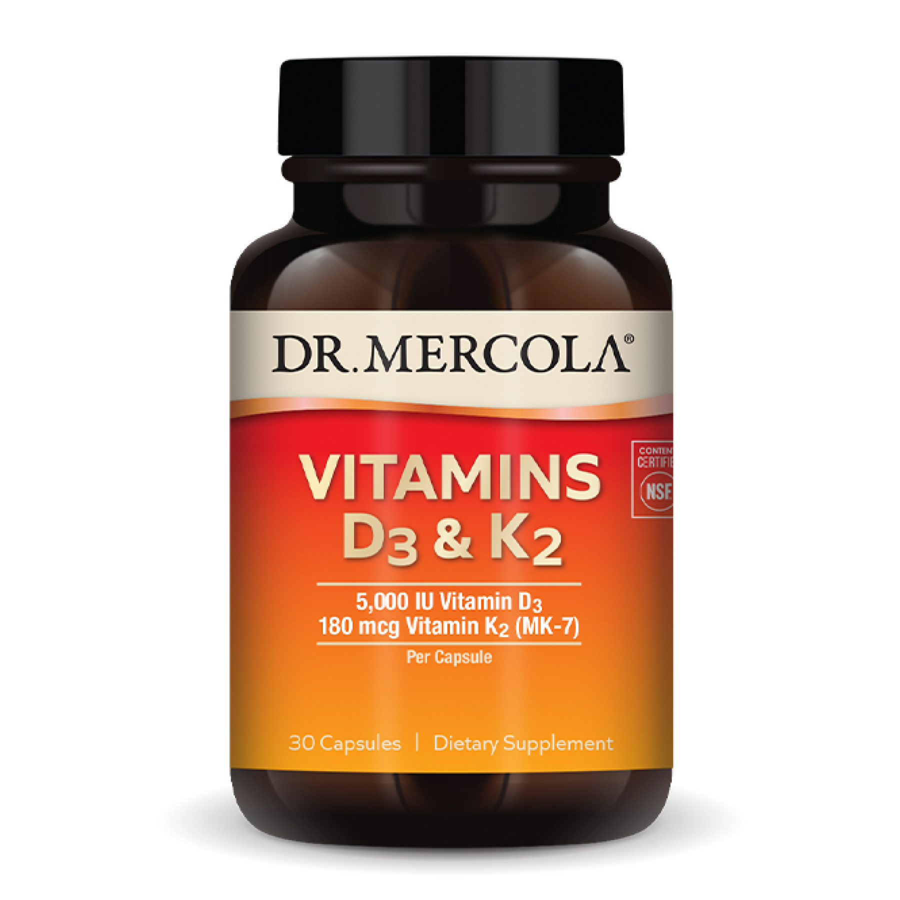 Вітаміни D3 та K2, Dr. Mercola Vitamins D3 & K2, 30 капсул