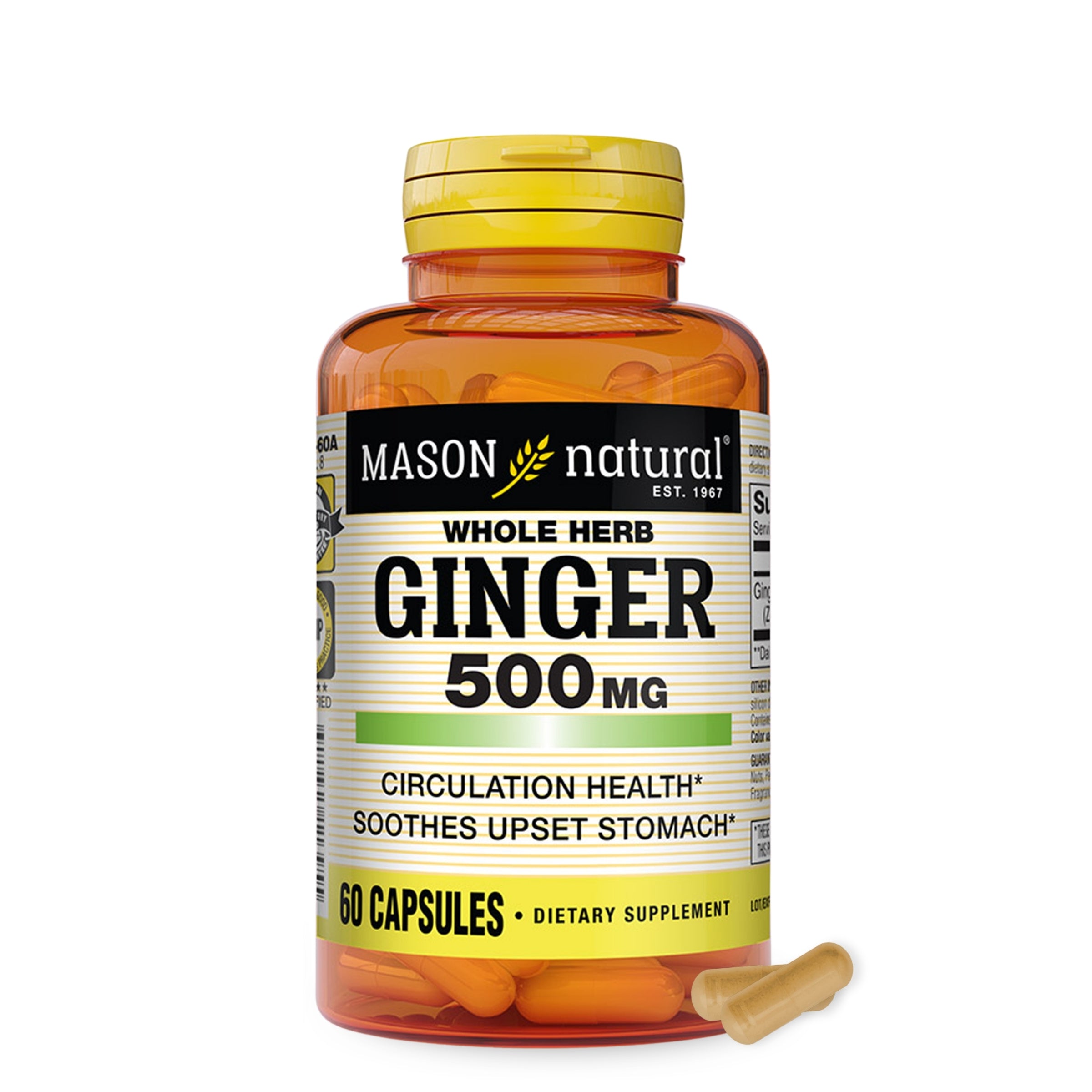 Імбир, Mason Natural Ginger, 500 мг, 60 капсул
