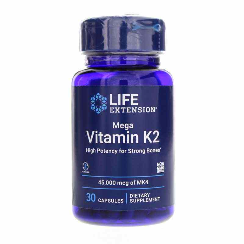 Вітамін К2, Life Extension Mega Vitamin K2, 45 мг, 30 капсул
