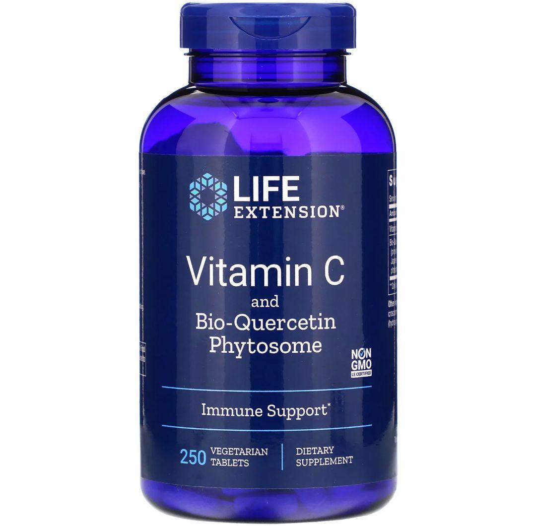 Вітамін С та біо-кверцетин, Life Extension Vitamin C and Bio-Quercetin Phytosome, 250 вегетаріанських капсул