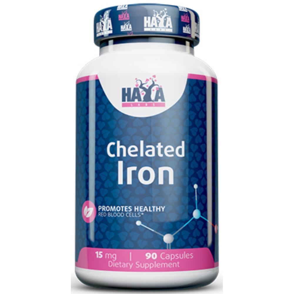 Хелатне залізо, Haya Labs Chelated Iron, 15 мг, 90 капсул