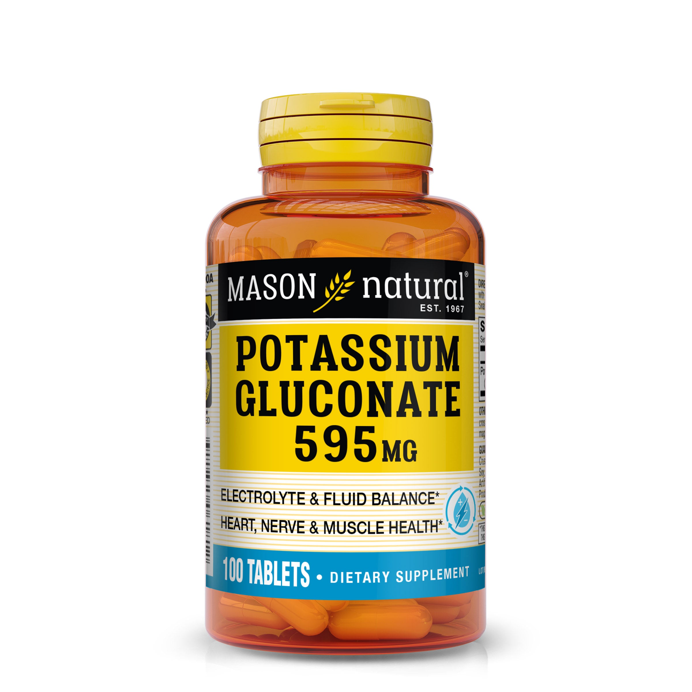 Калію глюконат, Mason Natural Potassium Gluconate, 595 мг, 100 таблеток