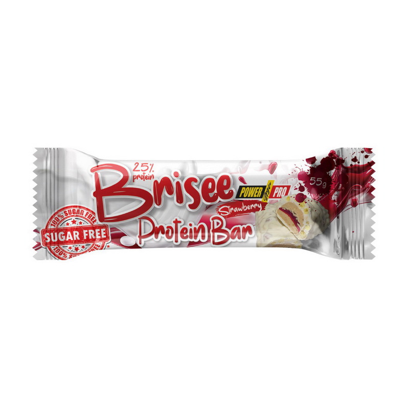 Протеїновий батончик, Power Pro Brisee Protein Bar 25% sugar free, 55 г (Полуниця)