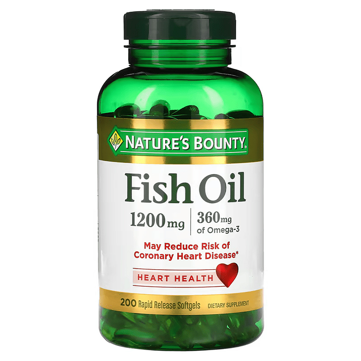 Риб'ячий жир, Nature's Bounty Fish Oil, 1200 мг, 200 м'яких капсул